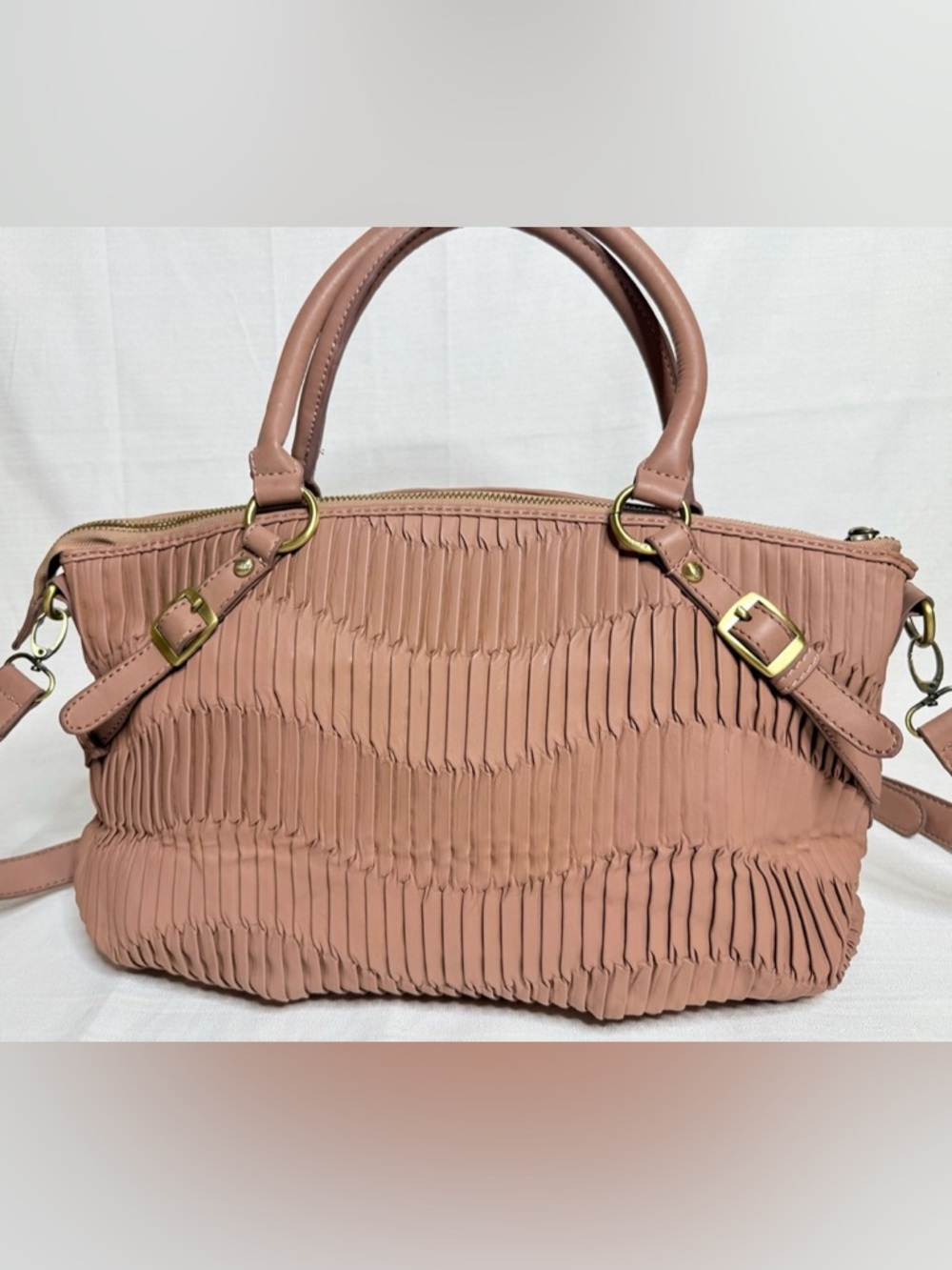 COACH 2WAY Madison Gathered 2-Way Tote Leather Handbag Blush Pink Crossbody - Picture 11 of 12